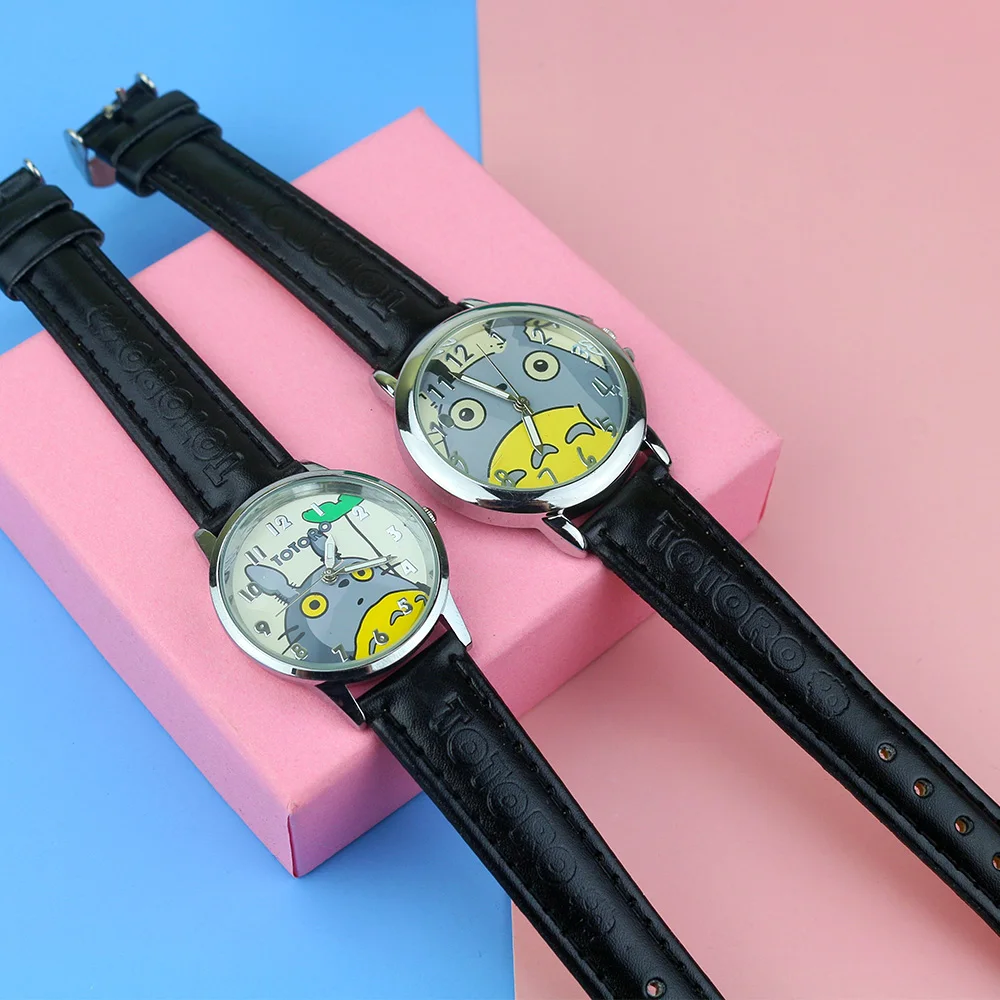 Relojes con patrón de dibujos animados para mujer, pulsera femenina con correa de cuero de alta calidad, a la moda