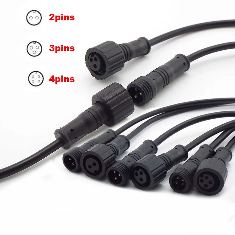 1 Pair 2Pin 3Pin 4Pin IP65 DC 커넥터 케이블 LED 빛 스트립에 대 한 방수 ire 플러그 남성 여성 잭 어댑터 15mm 20CM S1