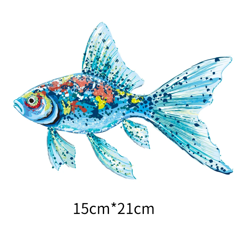 Fashionable and exquisite marine animal goldfish print iron on T-shirt thermal transfer color fish decoration girls clothes