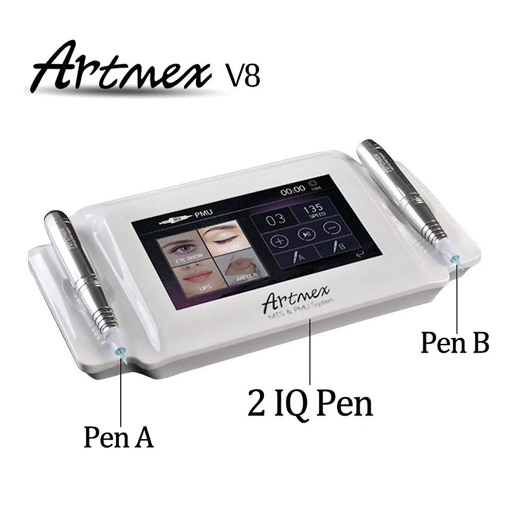 7 Inch Touch Screen Permanent Makeup Tattoo Machine Eyebrow Lip Rotary Pen Artmex V8 MTS&PMU System 2pcs Electric Handpiece