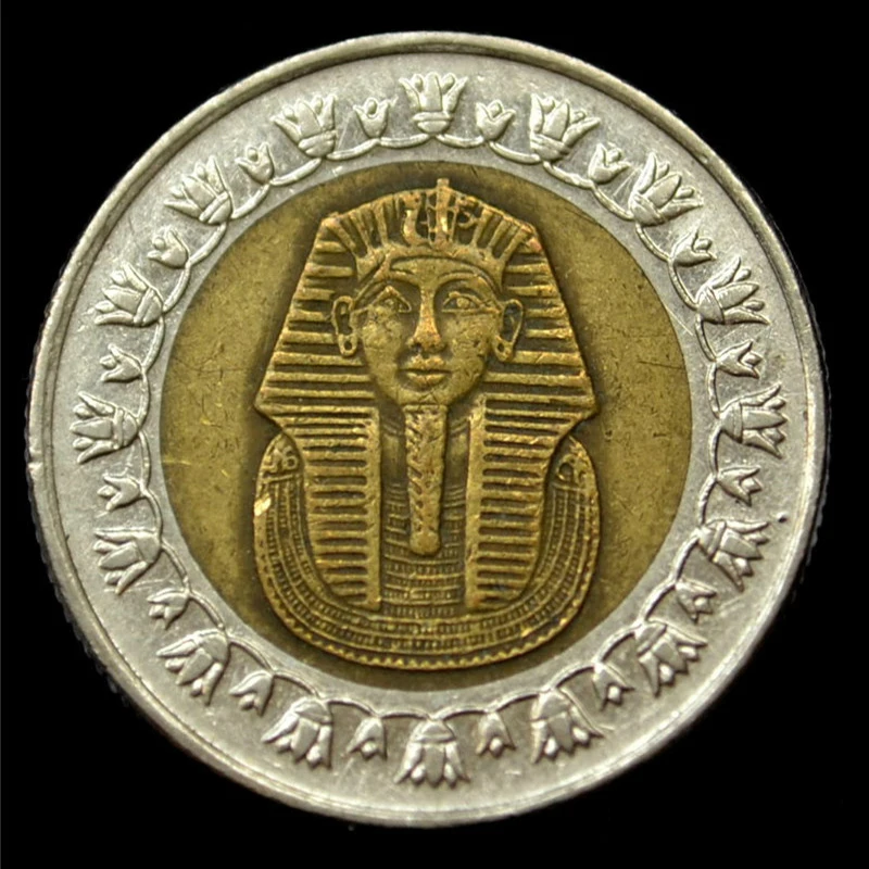 25mm Egypt 1 Pound, 2007 -2011, Sphinx King TUT ANKH AMON, Bi-Metal Real Original Coin