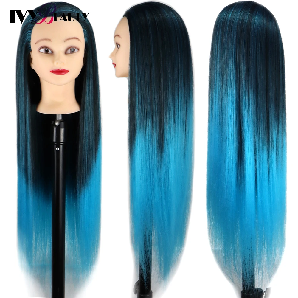 30inch Long Hairdressing Training Head For Hairstyle 100% High Temperature Synthetic Hair Nice Dummy Doll Heads For Hairdresser