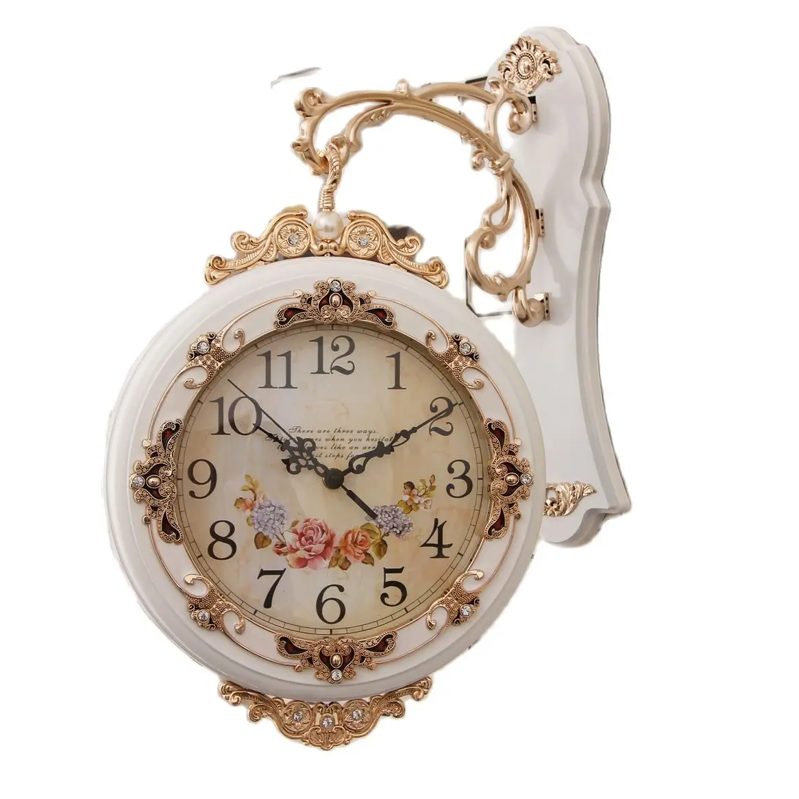 Luxury Double-Sided Wall Clock Metal Retro Metal Big Clocks Watch Living Room Silent Creative Wall Watch Two-Sided Home Decor
