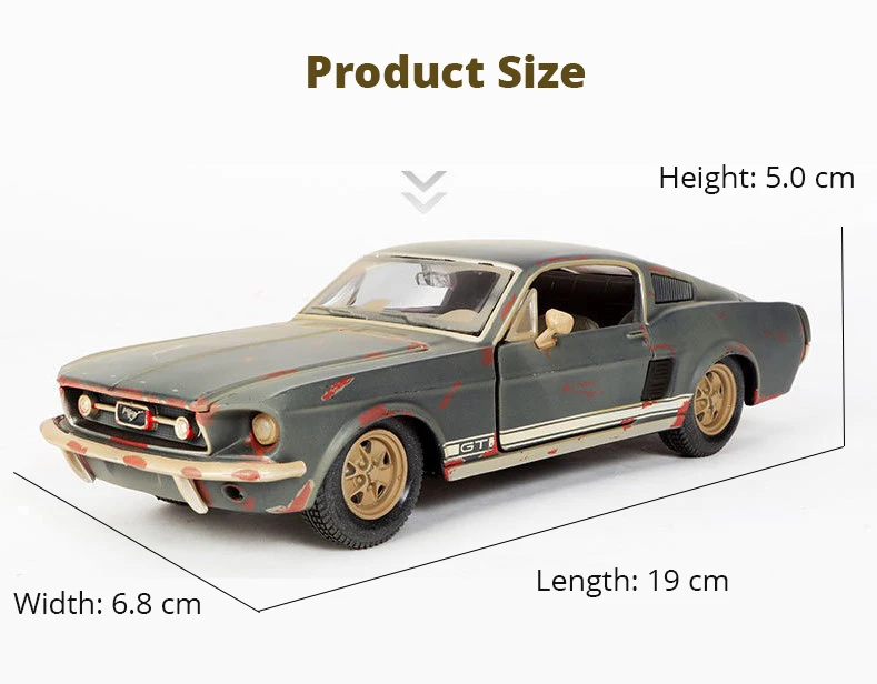 Top Quality 1967 Ford Mustang GT Car Model 1: 24 Mustang to Do the Old Model Alloy Car Model Precious Collection for Gift