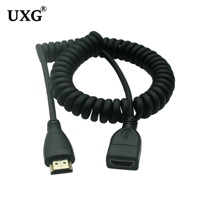

Retractable 1.4 Version High Speed HDTV-compatible-with Ethernet HD Male To Female Spiral Coiled Spring Curl AV Cable Shielding