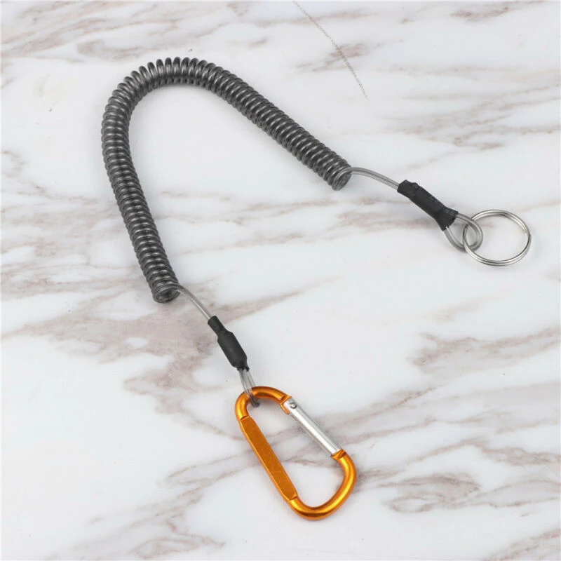 Carabiner Wire Lanyard Keychain Key Anti-lost Lanyard Key Rope Retractable Wire Rope Carabiner Wire Rope Elastic Fishing Gear