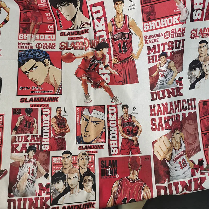 Cool Shirt Cotton Fabric Cartoon Japanese Basketball star Character Printing Cloth Sewing Material Diy Young Man Clothing