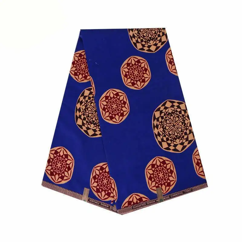 Tela azul con estampado de cera africana, 2019 algodón, garantía de Ankara, cera Real, novedad de 100%