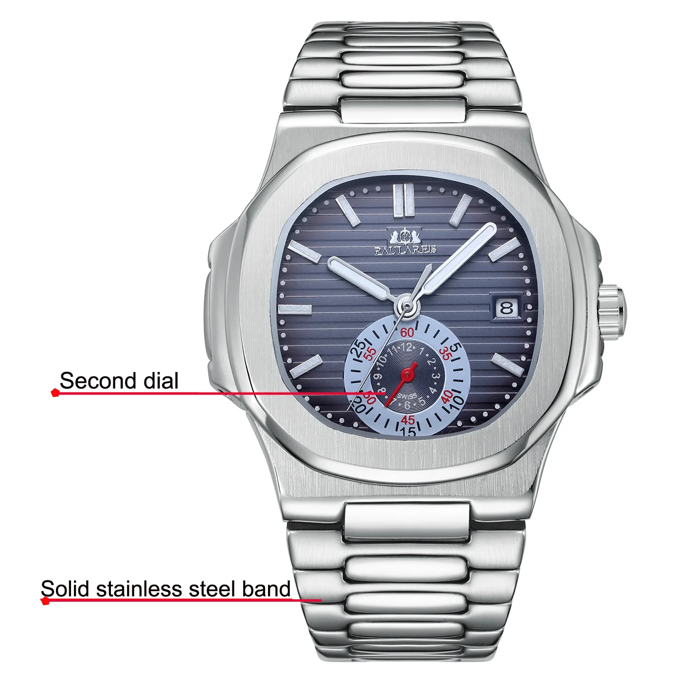 Mens Automatic Watches Stainless Steel Blue Grey Coffe Black White Dial Dress Luxury Stainless Steel Wrist Watch Reloj Hombre