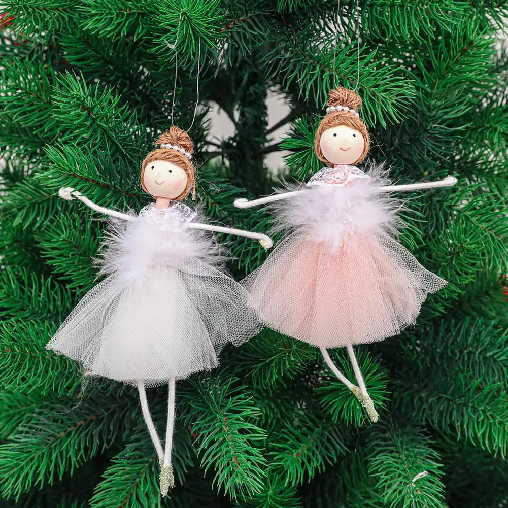 2023 Christmas Ornament Exquisite Net Yarn Plush Ballerina Girl Doll Christmas Tree Pendant New Year Christmas Decoration Gift