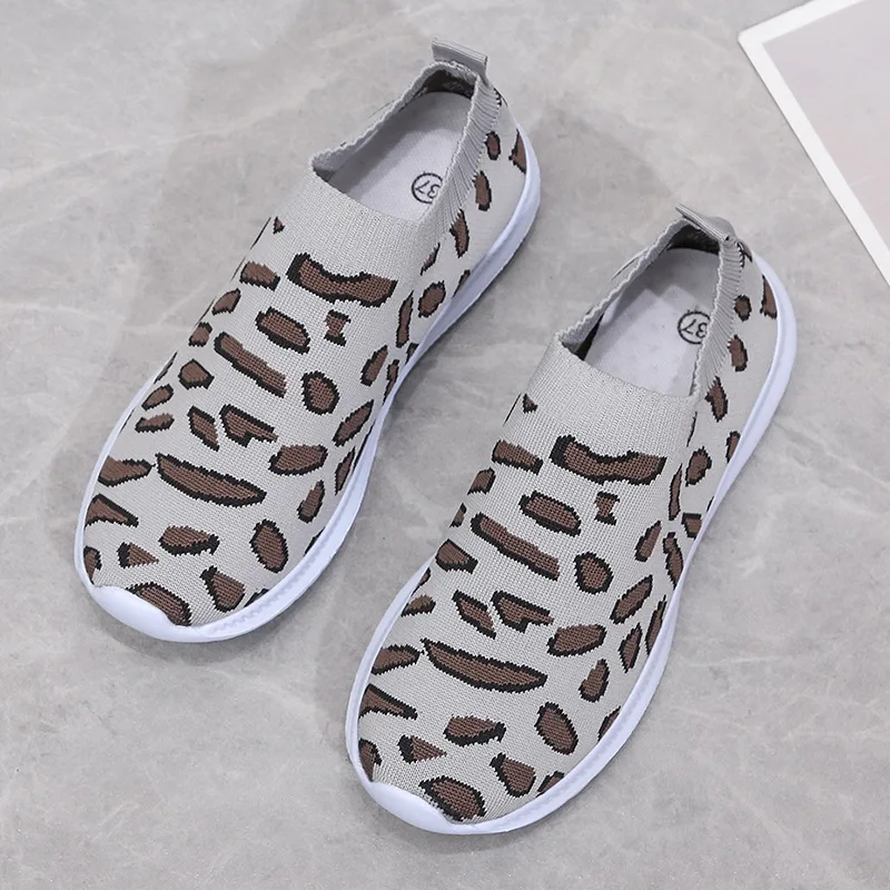 

Stretch Fabric Breathable Fashion Leopard Women Shoes For Woman Sneakers Zapatos De Mujer Loafers Round Toe Casual Shoes Women