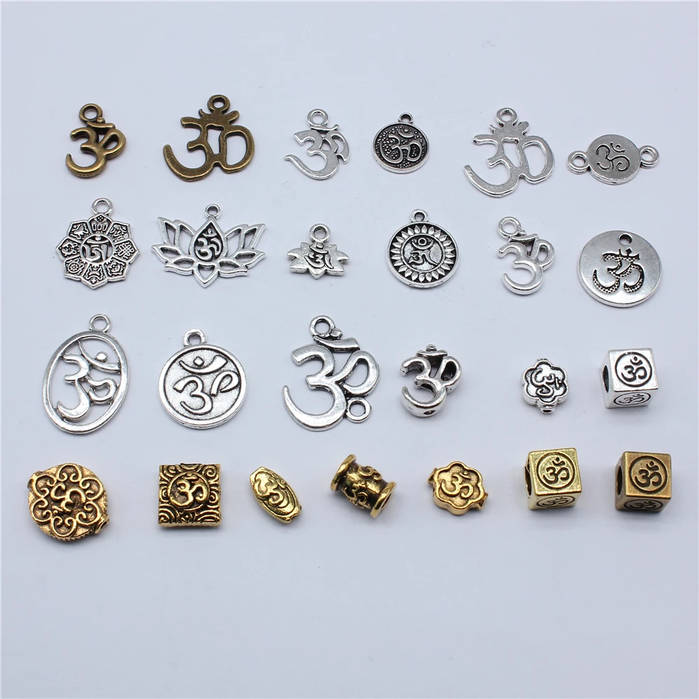 20pcs OM Charms Beads For Jewelry Making DIY Craft Handmade Pendant Cute Bracelet Earrings Necklace Jewelry Findings