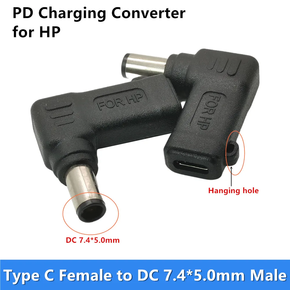 65W PD Type C Female Input to DC 7.4*5.0mm Power Charging Adapter for HP Elitebook 8460p 8470p 8440p 8460w Probook 4430s 4440s