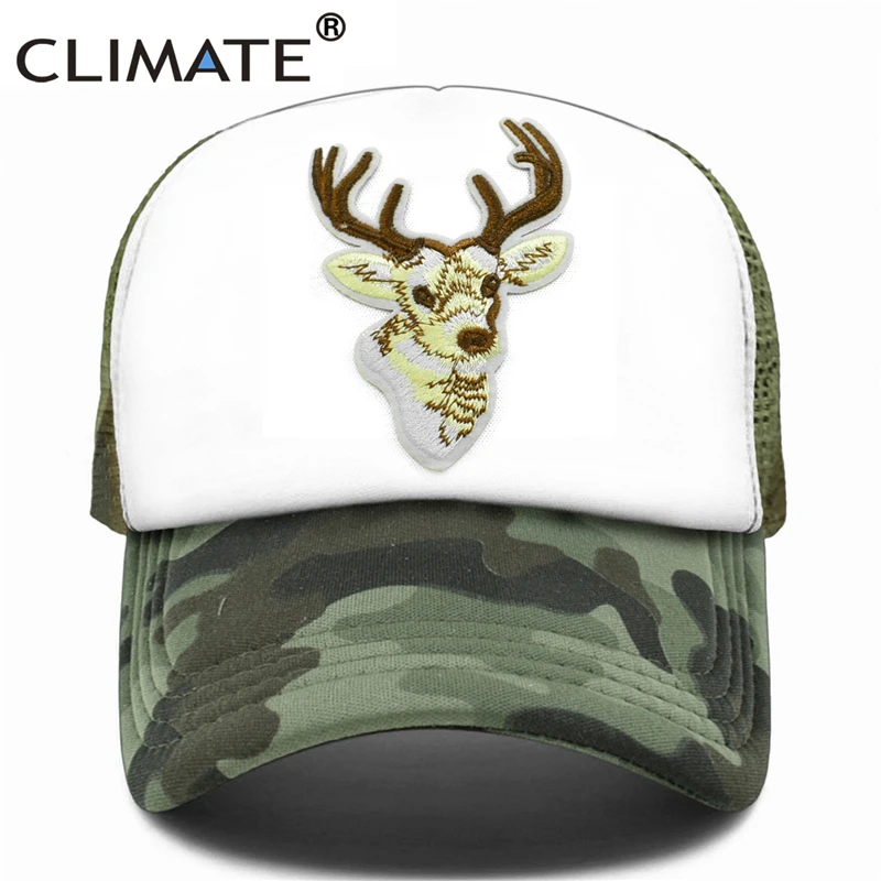 CLIMATE Hunt Hunting Cap Deer Elk Deer Trucker Cap Men Caribou Camouflage Hat Baseball Cap Summer Mesh Cap for Hunt Hunting