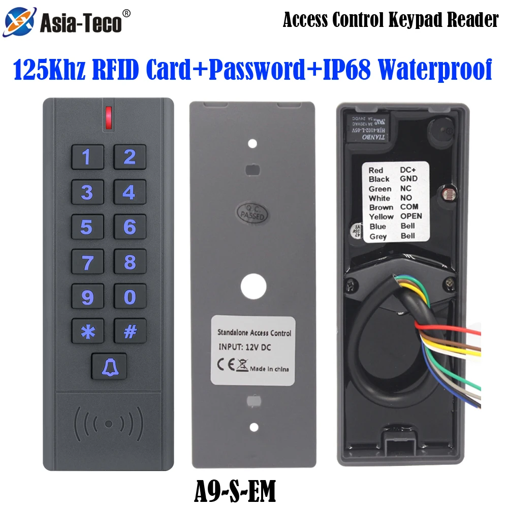 A9-S-EM RFID 출입 통제 시스템 장치, 사용자 근접 출입문 1000, IP67 방수, DC 12V, 125Khz 