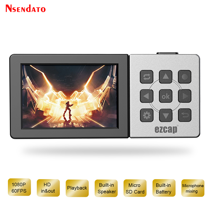  Ezcap273 HD Game capture card Box 1080P 60fps for Micro SD Card 3.5 inch color screenplayback HD video Grabber capture Recording 