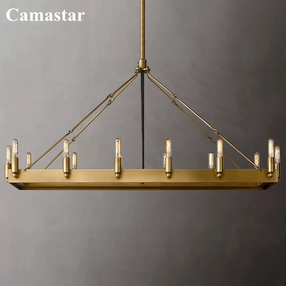 

Camino Vintage Filament Rectangular Chandelier LED Iron Linear Ceiling Chandelier Lustre Home Decor Living Room Lighting Fixture