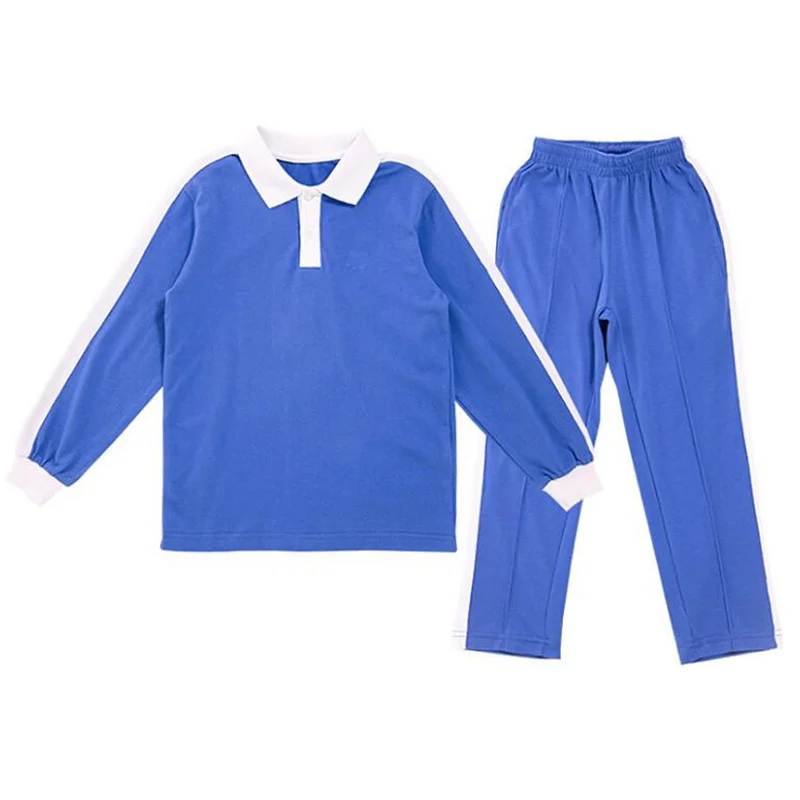 Children School Uniform Kids Spring Autumn Cotton 2 Pieces Clothing Set Tee+Joggers Teenager Athletic Tracksuits Customize 5-19T