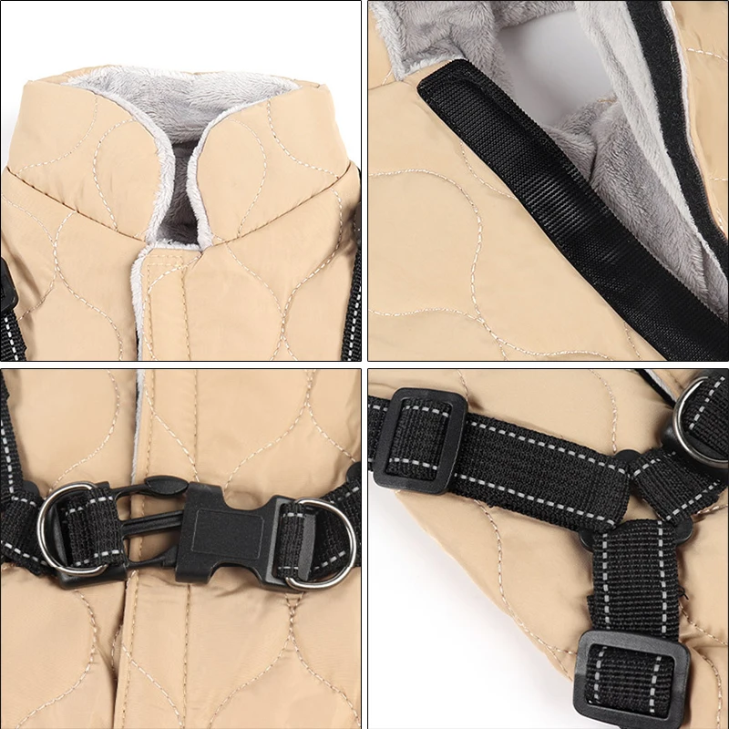 Reflective French Bulldog Pet Coat Jacket with Harness Winter Dog Clothes for Small Medium Dogs Corgi Bichon mascotas Clothing