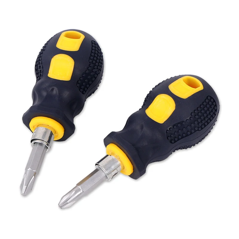 New Double-Use Phillips Shank Hand Tools Screwdriver Mini Repair Short Handle Slotted Removable/Adjustable Magnetic Head