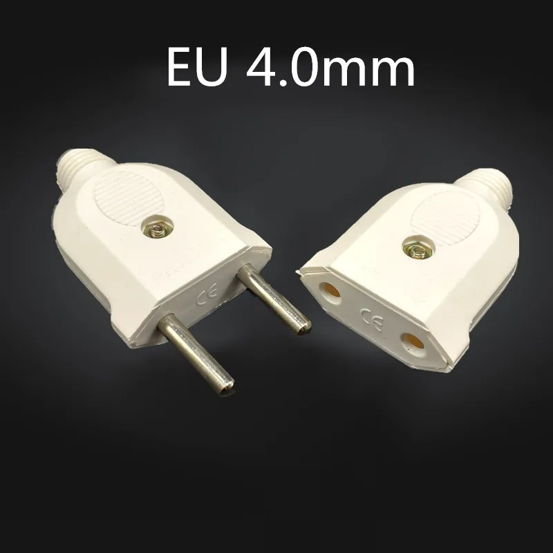 

1pc EU European 2 Pin AC Electric Power Male Plug Female Socket Outlet Adaptor Adapter Wire Rewireable Extension Cord Connector