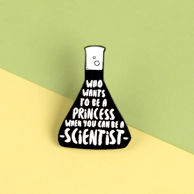Scientist Enamel Pin Beaker Chemistry Experiment Brooch for Bag Clothes Lapel Pin Science Princess Badge Jewelry Gift Friends