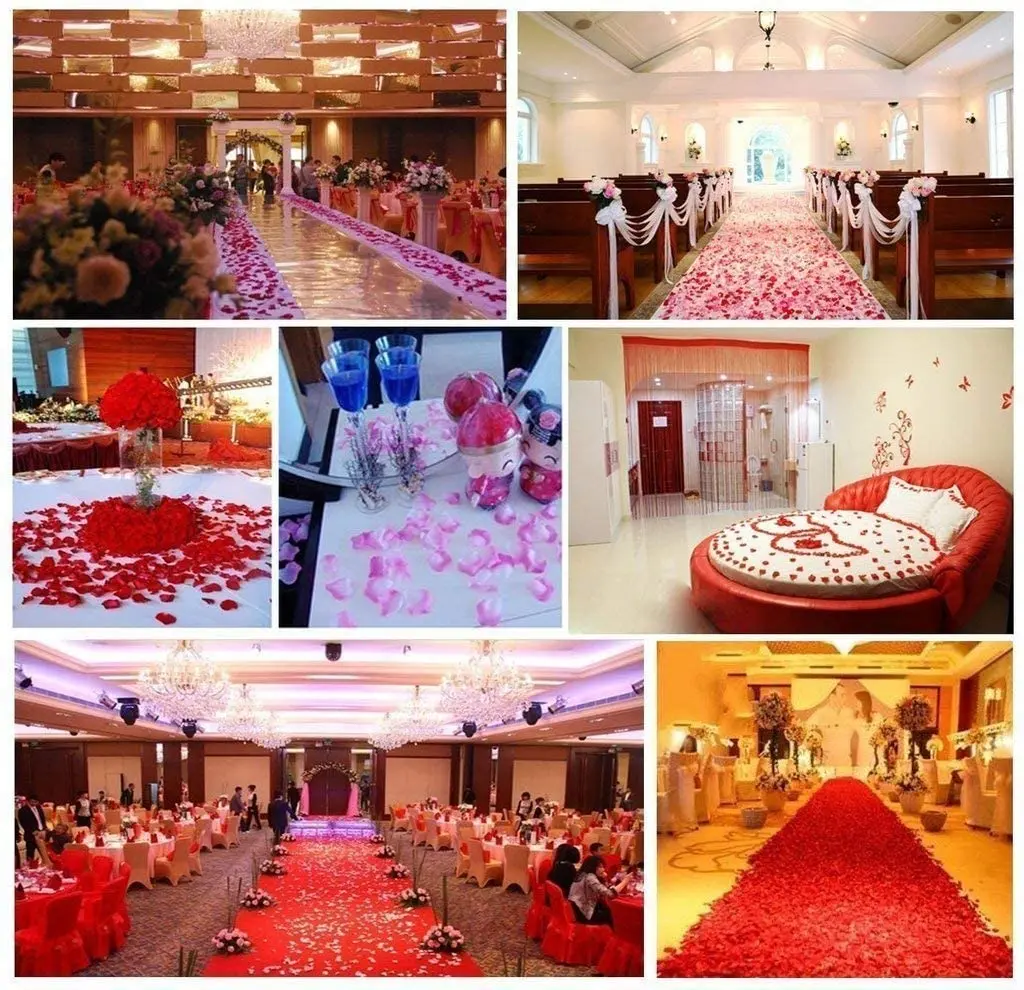 1000pcs 5*5CM Artificial Fake Rose Petals For Romantic Night Wedding Event Party Decoration Color Gold Red White Wedding Flower