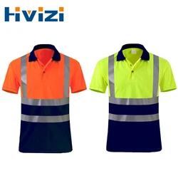 Safety Reflective T-shirts High Quality Two Tone Working t Shirt Short Sleeve with Reflective Tapes Yellow And Navy Shirt