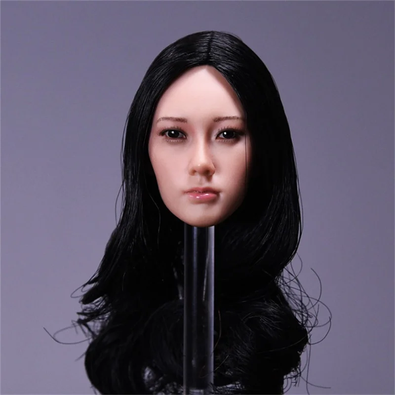 toys 1/6 Scale Asian Beauty Girl Short/long Black Gold Hair Head Sculpt Fit 12'' Suntan Female Figure Bodys