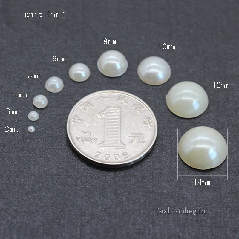 All-size White Ivory Flatback Half Round Pearls ABS Imitation Pearl cabochons flat pearl Nail Art Scrapbook Beads DIY Decoration