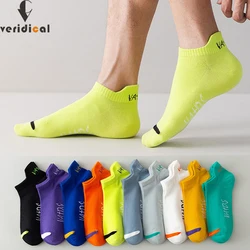 Colore brillante caviglia No Show calzini cotone uomo traspirante Street Fashion Sport deodorante, calzini da corsa per bici da viaggio invisibili marca