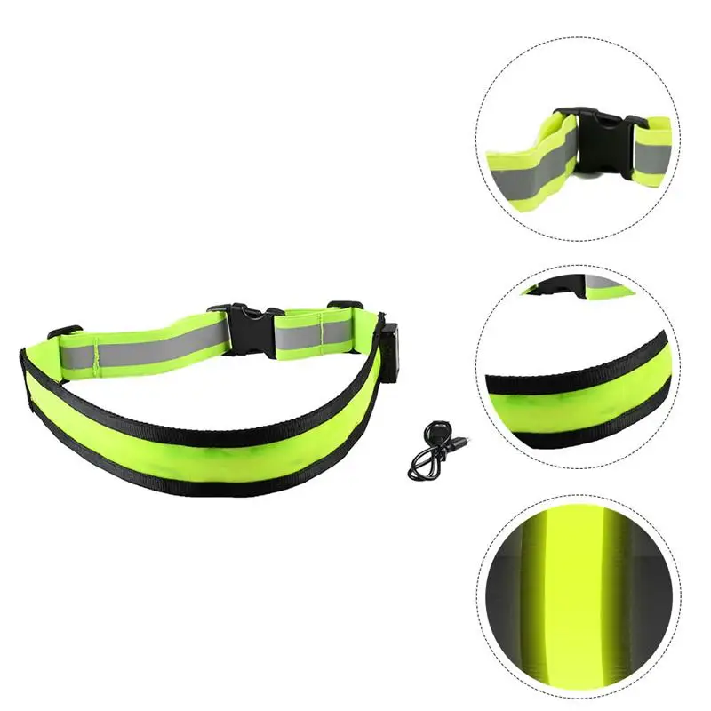 LED Reflective Safety Belt Adjustable Reflective Safety Rechargeable Belt Night Running Walking Biking Drop Shipping (Green)