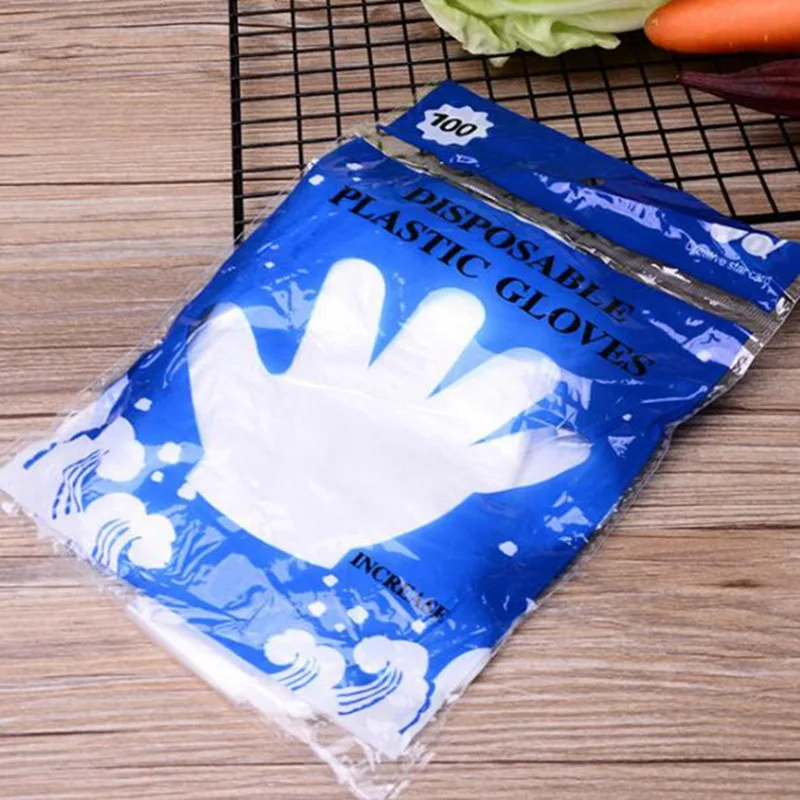 100Pcs Disposable Gloves One-off Plastic Glove Clear Food Gloves for Industrial Restaurant Cleaning Gloves rękawice foliowe