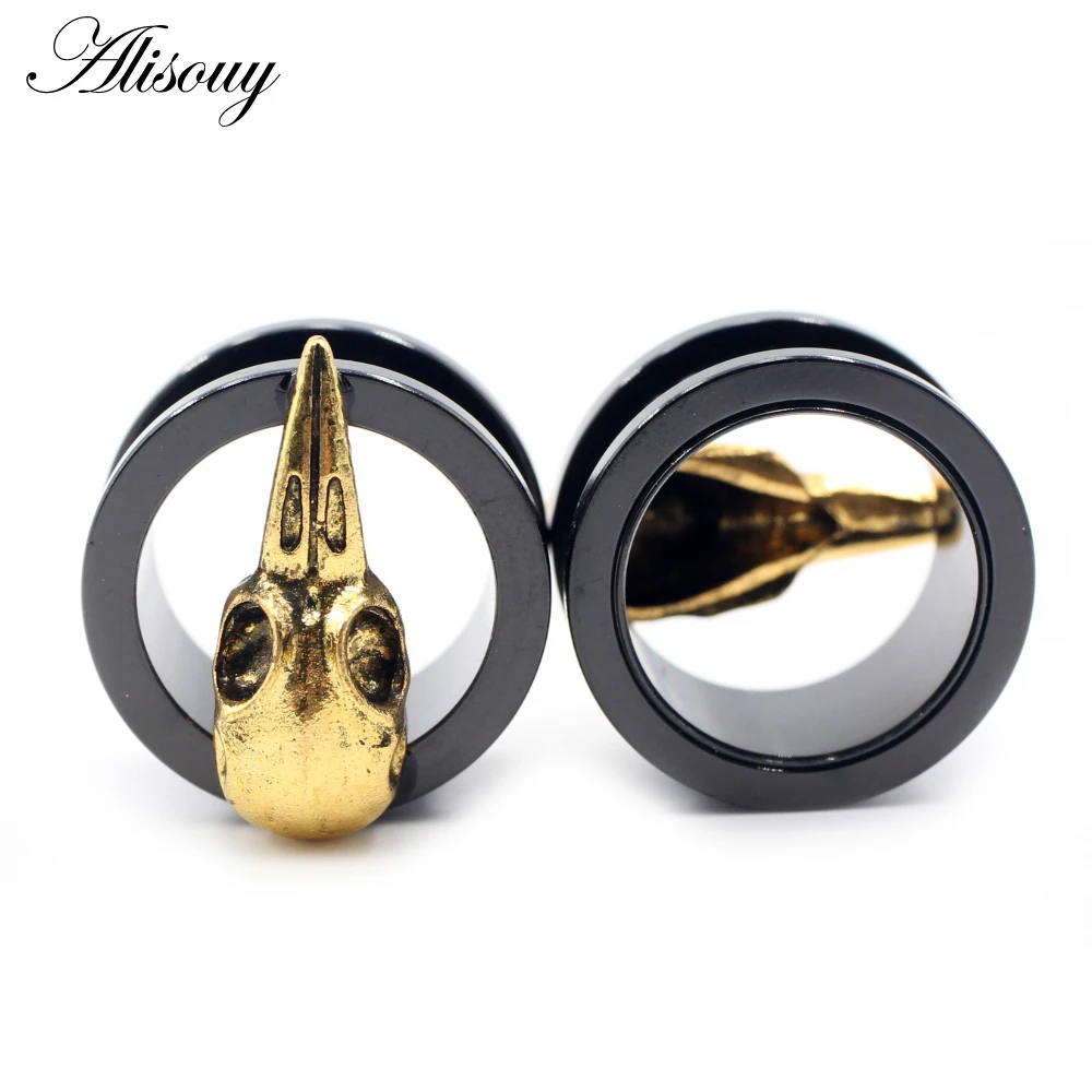 Alisouy 2pcs Stainless Steel Animal Octopus Bird Dinosaur Claw Ear Tunnels Plugs Screw Ear Expander Gauges Body Piercing Jewelry