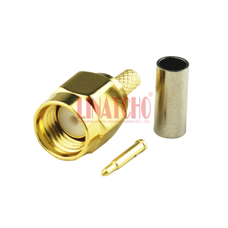 10pcs RF Coax RG316 RG174 LMR100 Cable Straight Gold Plated Brass PTFE Crimp SMA Male Plug Connector