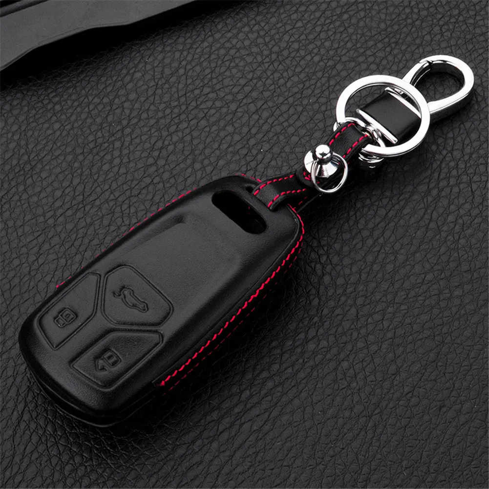 Preto chave do carro protetor fob caso capa titular com chaveiro para audi a4 a5 s5 q5 q7 tt 2017-2019 sq5 2018