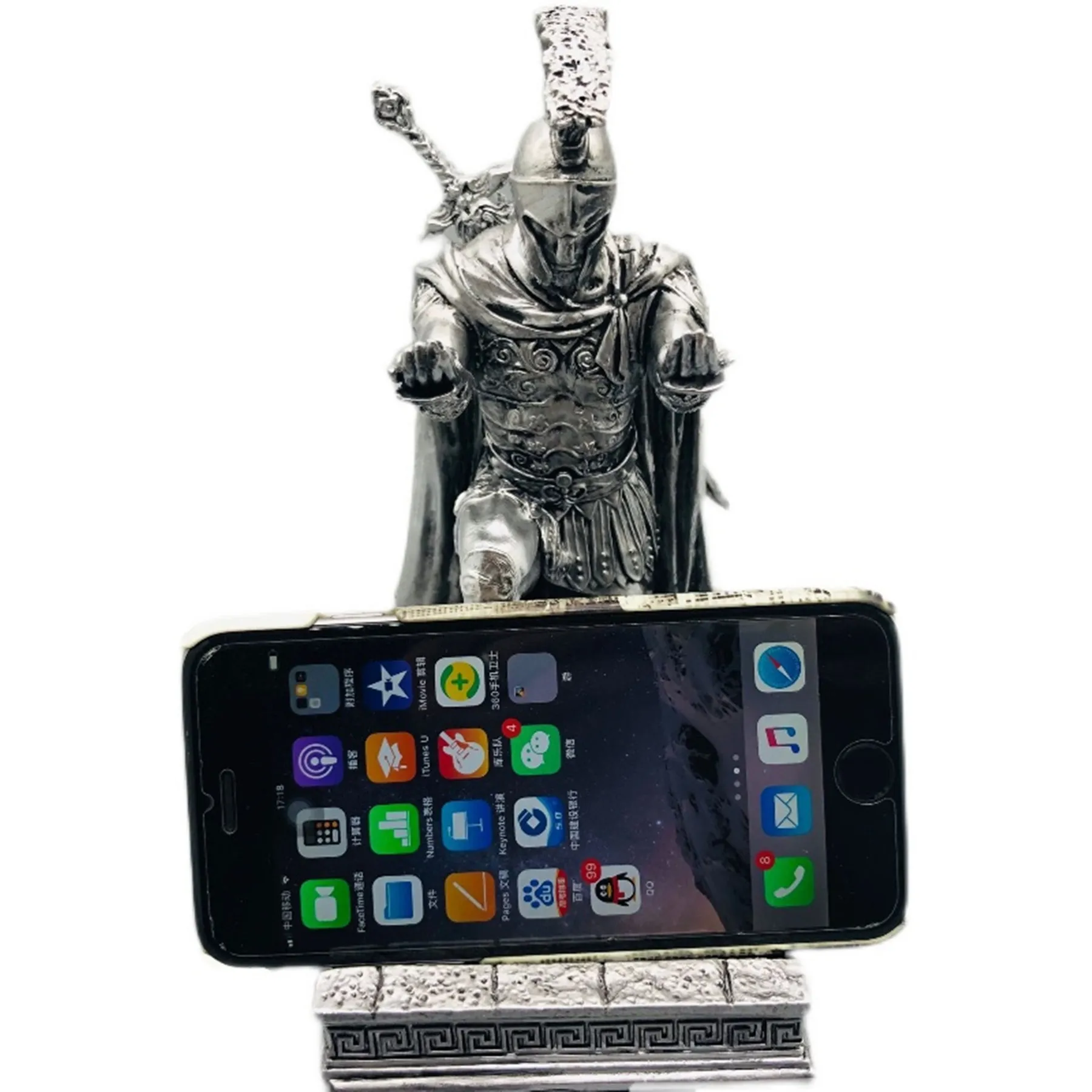 Vintage Decorative Spartan Warrior Statue Pen Holder Kneeling Armor Hero Boss Desk Desk Accessories Nordic Mobile Phone Holder