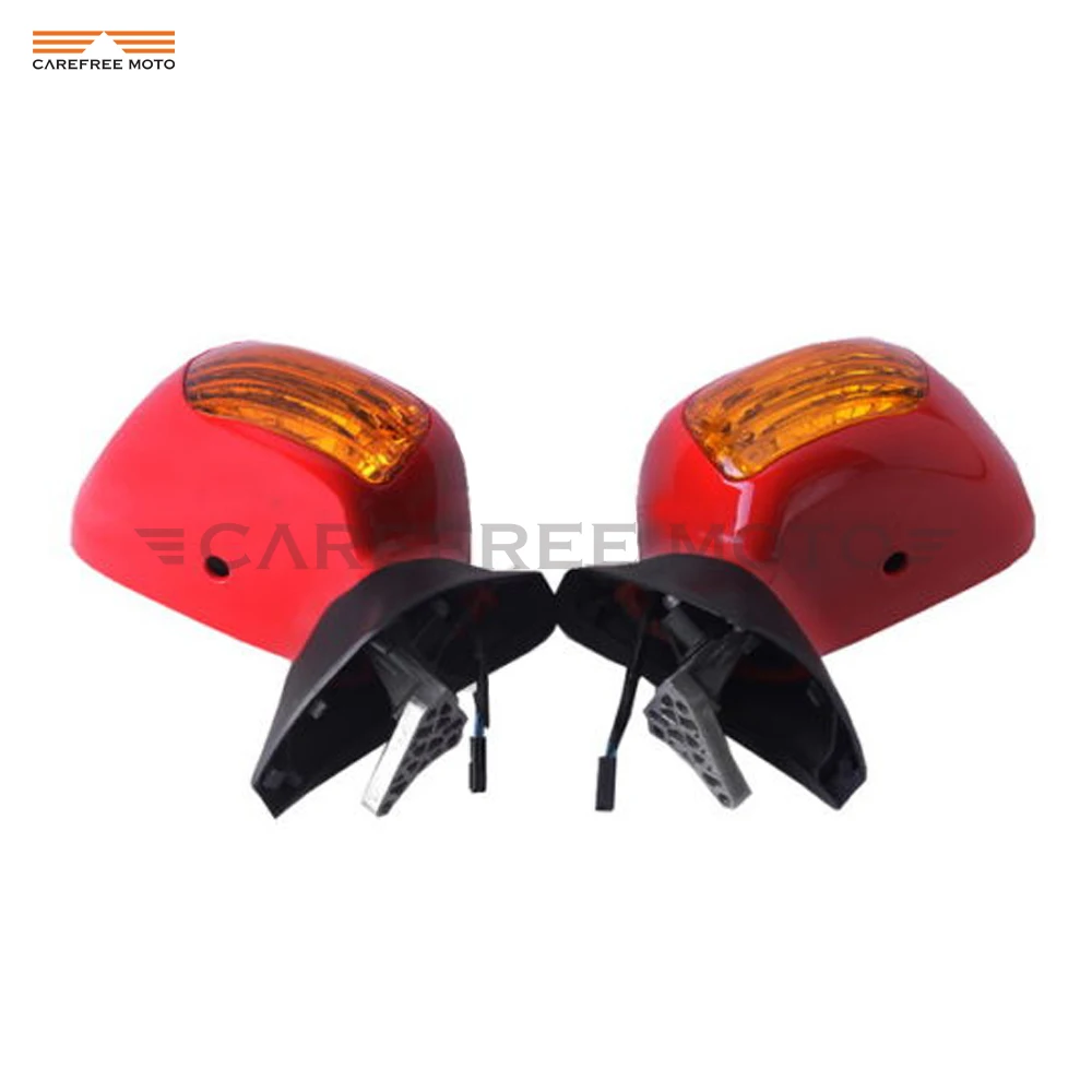 Red Left Right Motorcycle Rear View Mirrors Turn Signal Light Case for Honda Goldwing GL1800 2001-2011