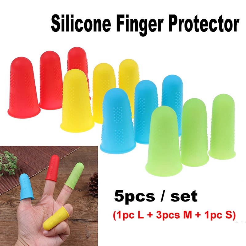 3/5Pcs Multifunctional Silicone Finger Thimble Sewing Embroidery Needlework Finger Protector Sleeve Cover Caps Sewing Tools