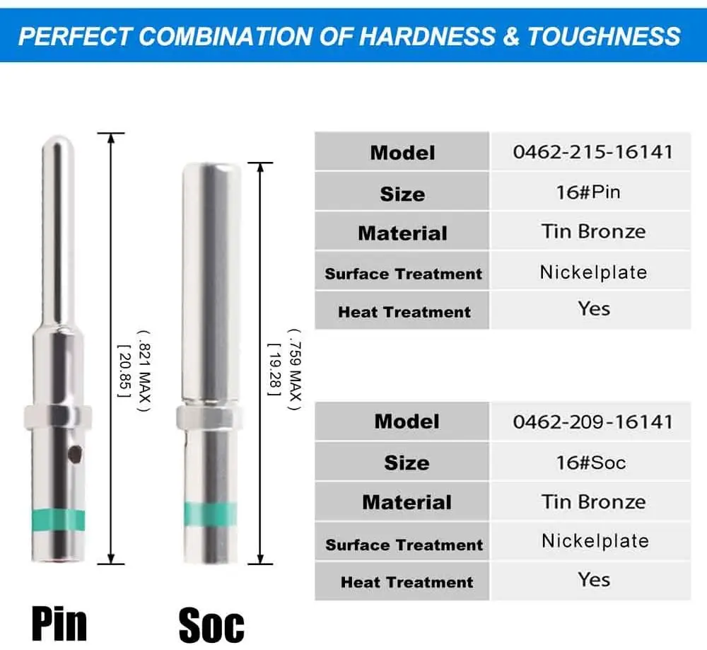 JRready Deutsch DT Contact Kit 16# Solid Contacts Male 0460-215-16141 Female 0462-209-16141 Wre14 (100 Pair)