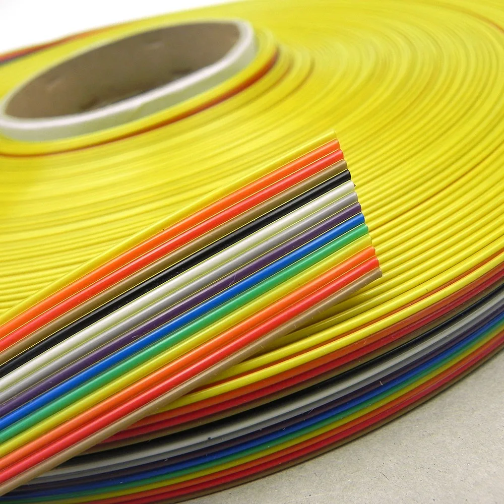 1M 5M 10M 20M meter 14P 1.27MM Pitch 28AWG Rainbow color IDC Flat Ribbon Cable