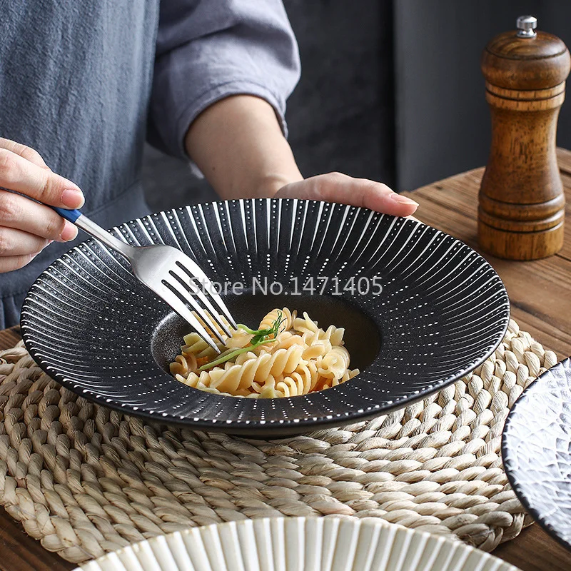 Creative Plate Nordic Ceramic Dinner Plate Set Pasta Plate Soup Bowl Simple Modern Straw Hat Plate Salad Bowl