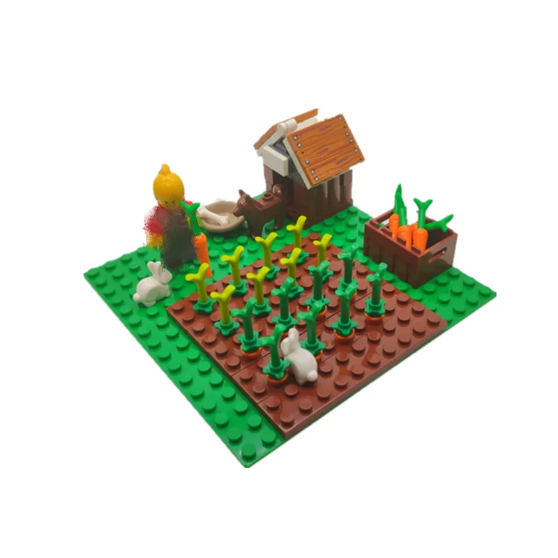 MOC Building Blocks Assembling Figures Girl Sunshine Farm Manor Plants and Animals Toys for Kids