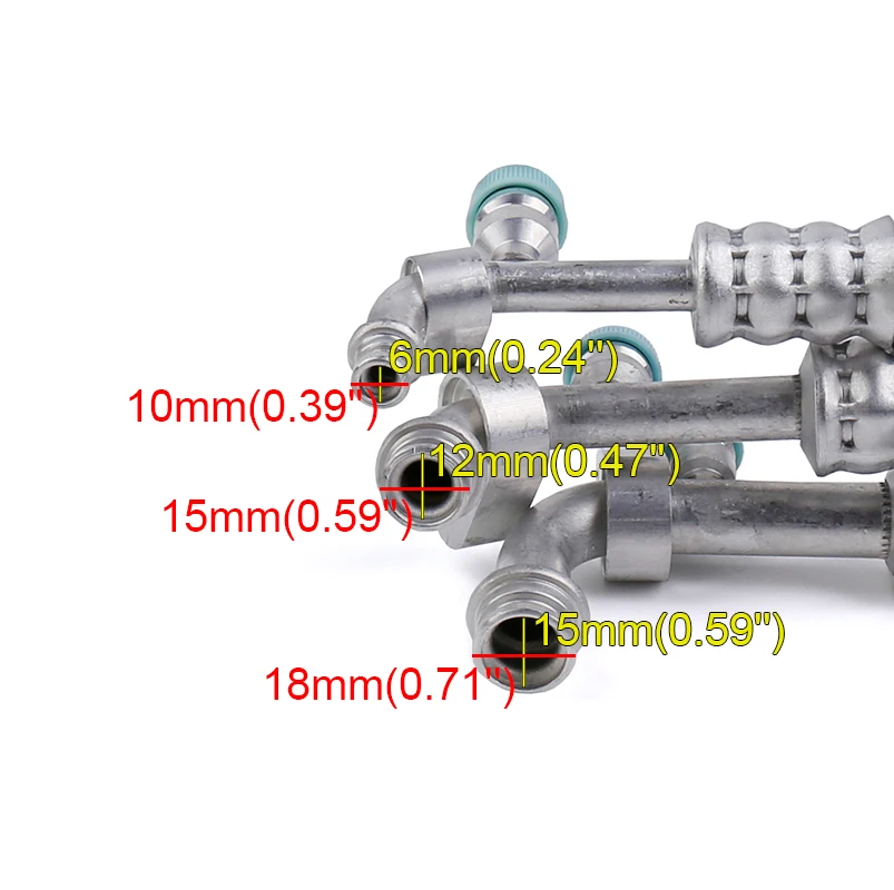 #6 #8 #10 Thick-wall A/C Hose Assembly R134a 90° Barb Fitting Nut with Service Port Compressor Radiator Hose AC Gas Pipe