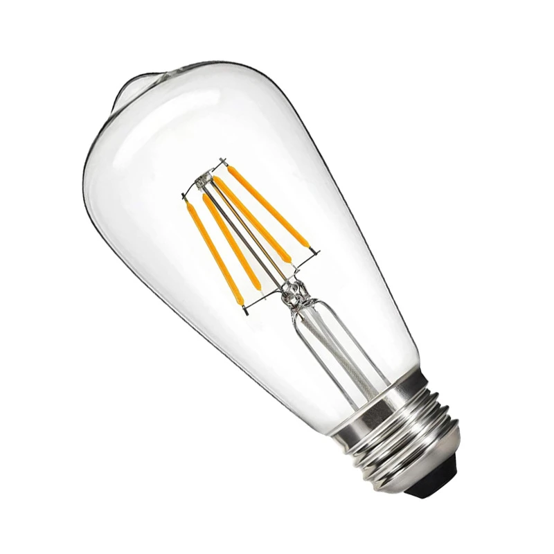 Diodo emissor de luz edison filamento lâmpada clara ouro led regulável blub st64 e27 220v 4w 6 12 16 blubs 360 graus lâmpada de luz de energia