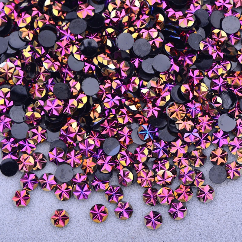 JUNAO 500pc 5mm Orange AB Glitter Flatback Nail Crystal Rhinestones Resin Flower Crystal Stones Sticker for Nails Art Decoration