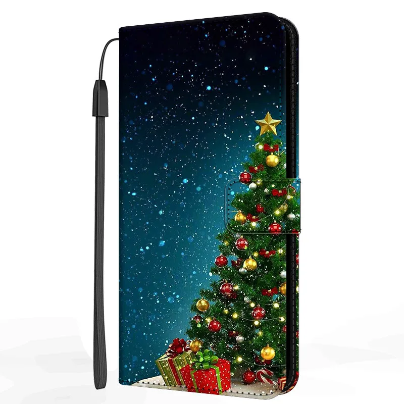 Christmas Flip Leather Cover For Samsung Galaxy J3 J4 J5 J6 J7 J8 2016 2017 2018 Phone Case for Galaxy J4 Core Plus Wallet Case