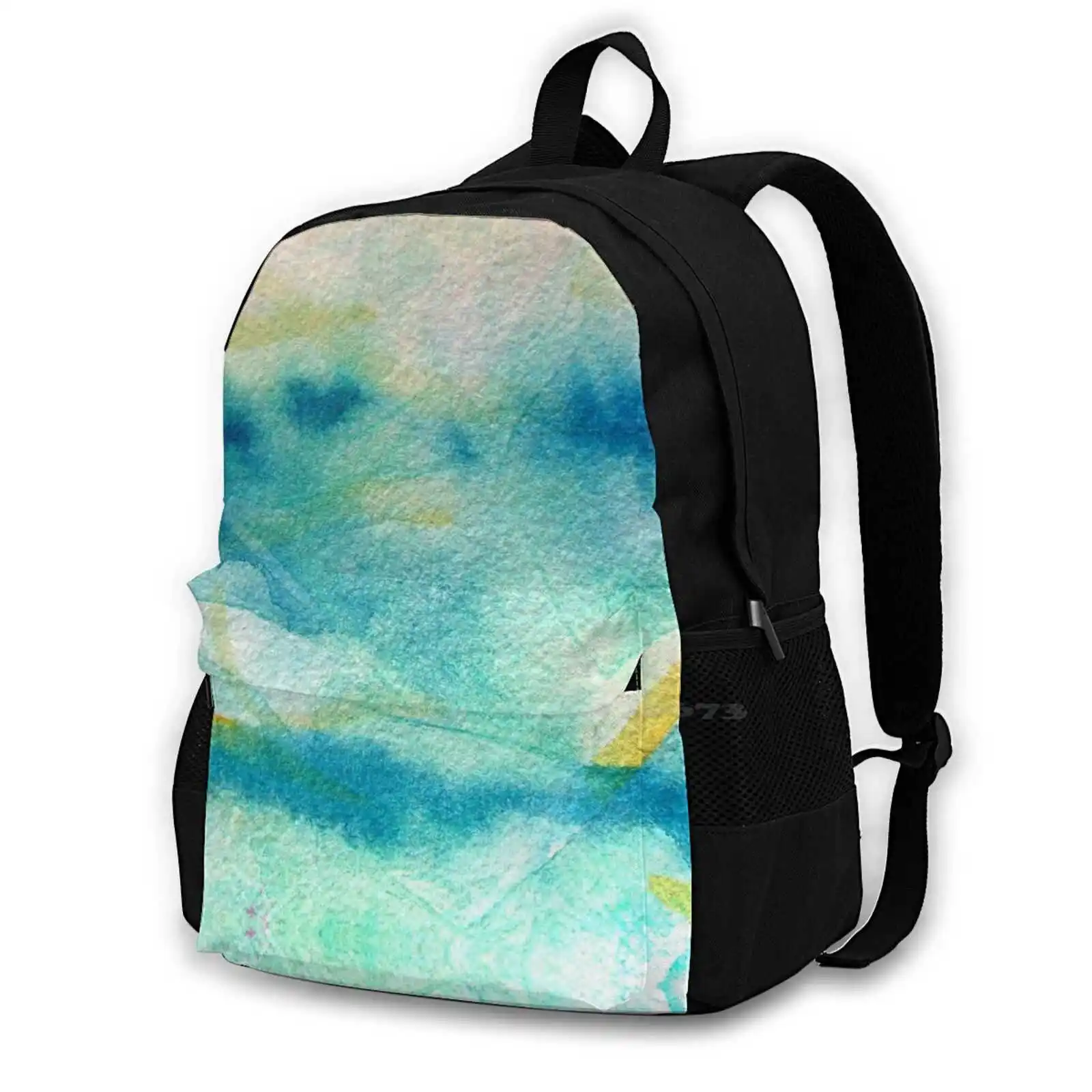 

Whispers Of Blue Hot Sale Schoolbag Backpack Fashion Bags Watercolor Nichols Kathie Ftsabstract Ftspainting Blue Paper Macro