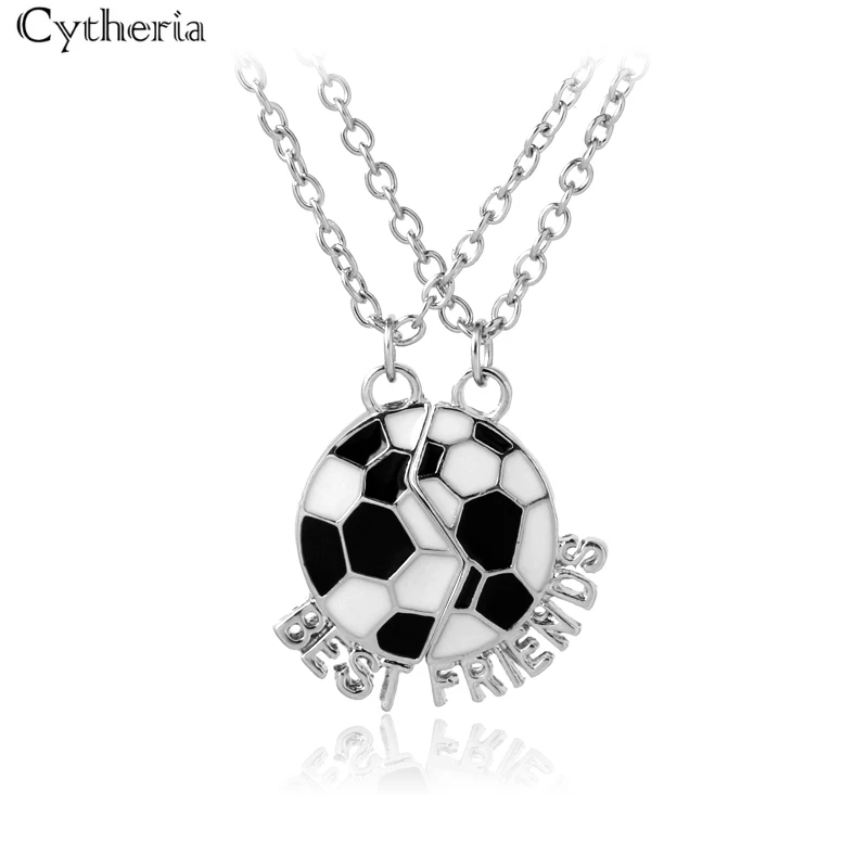 

Футбольные ожерелья лучших друзей для 2 Bestfriend ожерелье bff черный и белый милый подарок дружбы для детей ювелирные изделия