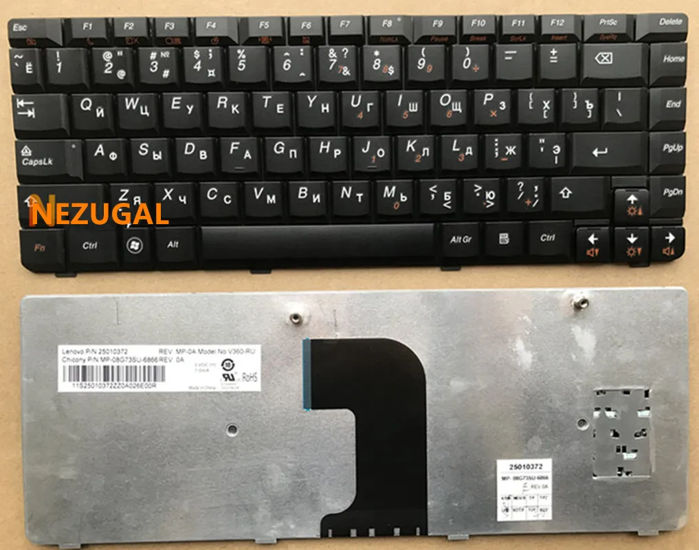 

Русская клавиатура для ноутбука Lenovo U450, U450A, V360 N2V-RU, 25-009335, V100920CS1RU00R00 25-010526, V100920HS1RU N2VL-RU